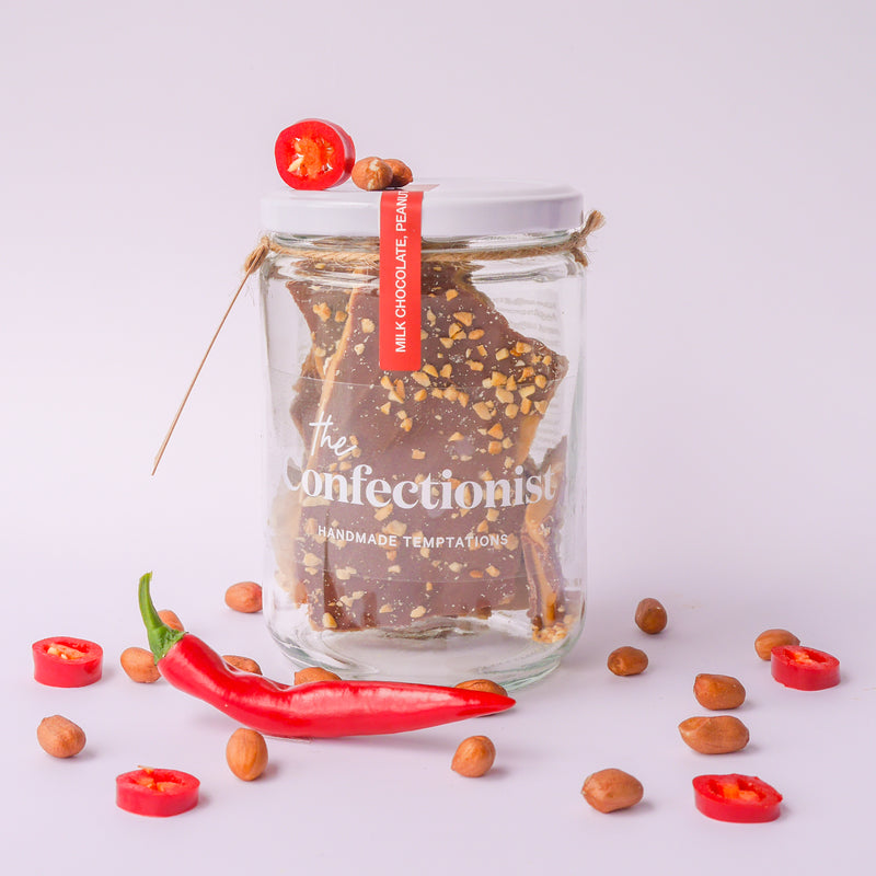 Milk Chocolate Peanut & Chilli Toffee| 200g jar