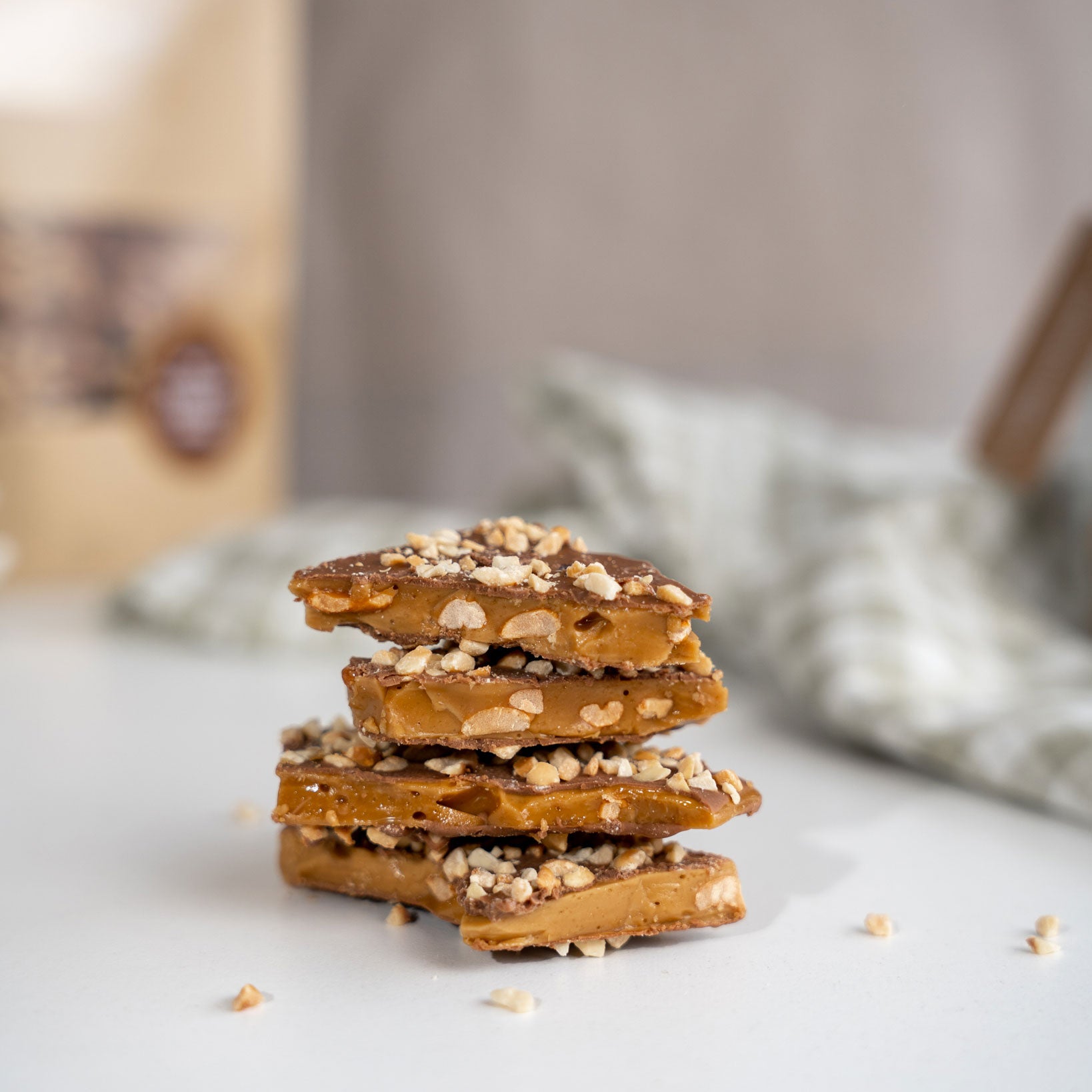 Milk Chocolate & Peanut Toffee on a table