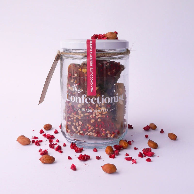 Milk Chocolate, Peanut & Raspberry Toffee | 200g Jar